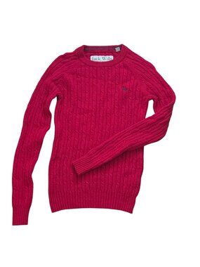 JACK WILLS Knitwear Red Crew Neck Wool Cable Knit Jumper Sweater Womens 4 US
